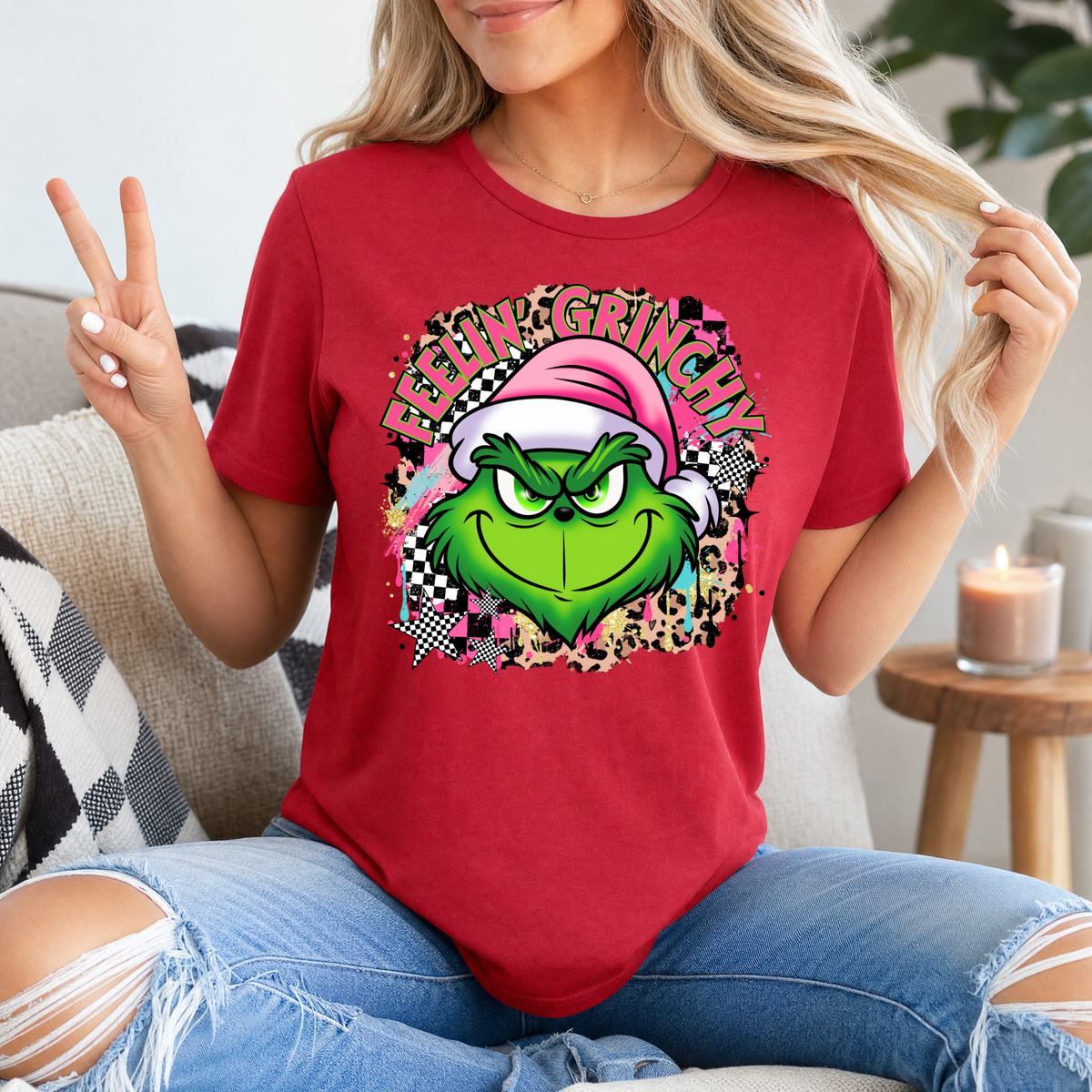 Feelin' Grinchy Christmas Premium Graphic Tee