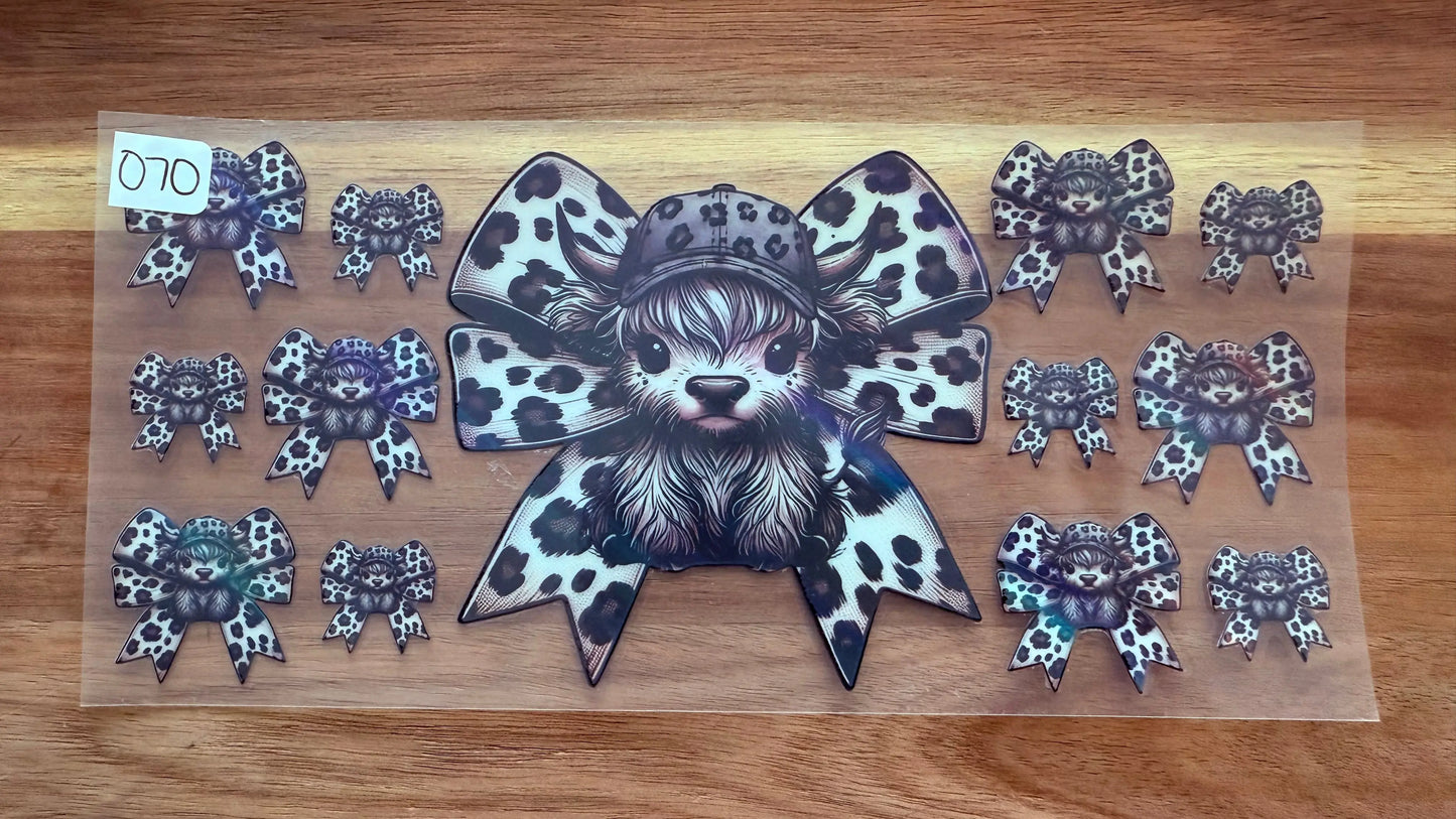 #70 Cow with leopard bow-holographic K's Krafty Barn