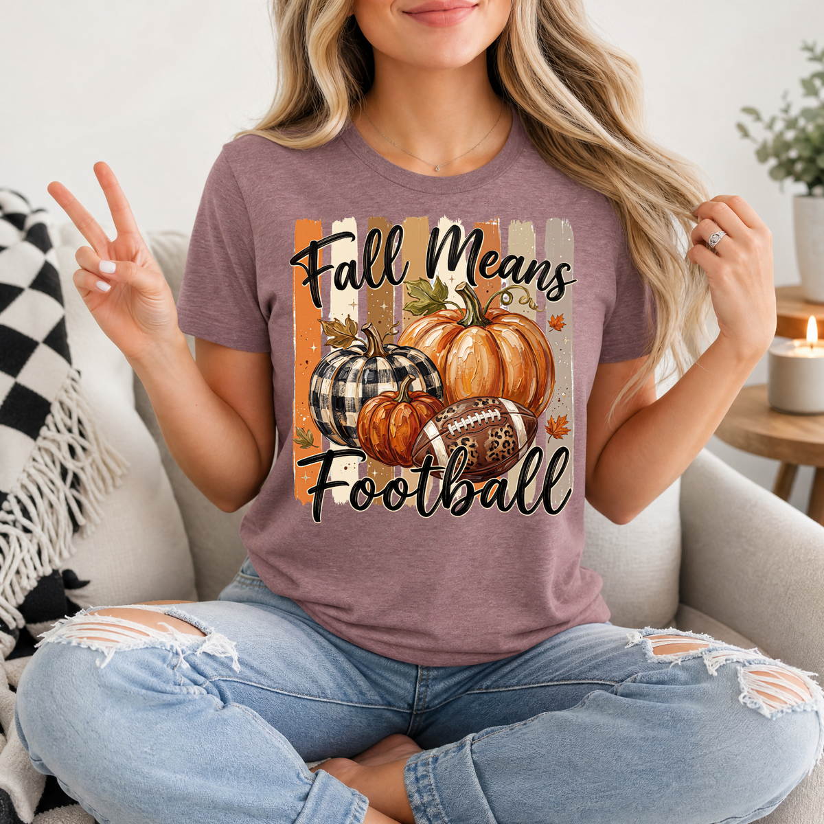 Fall Means Football Pumpkin Graphic Tee