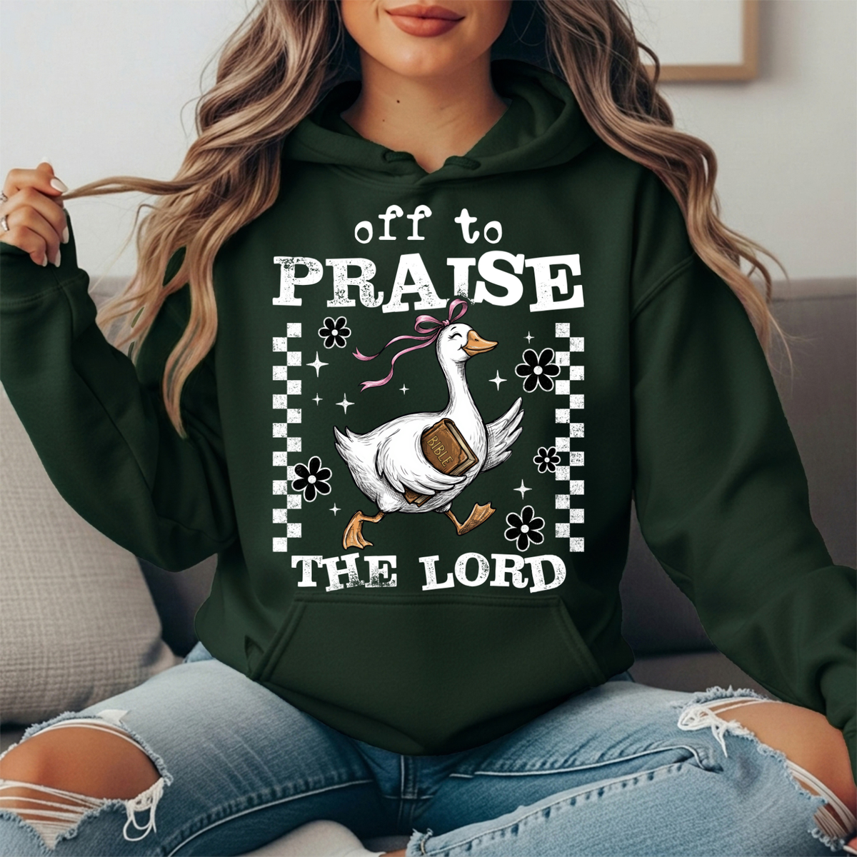 Off to Praise the Lord Goose Graphic Hoodie