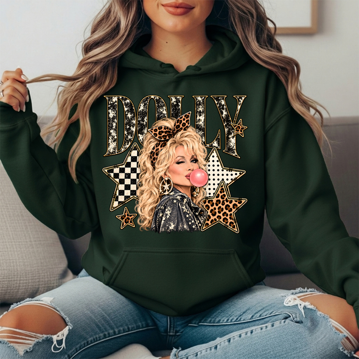 Dolly Bubblegum & Leopard Stars Graphic Hoodie