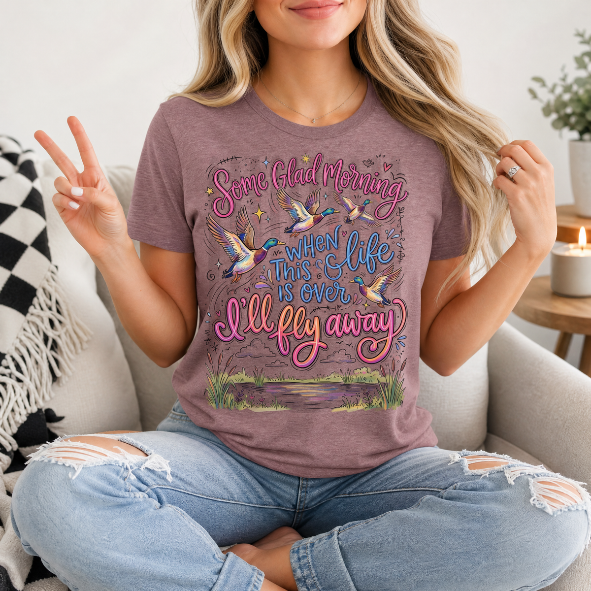 I'll Fly Away Flying Ducks Christian Graphic Tee