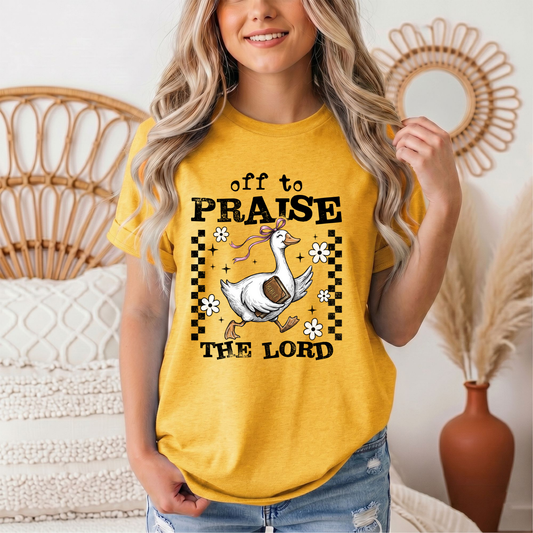 Off To Praise The Lord Christian Graphic Tee
