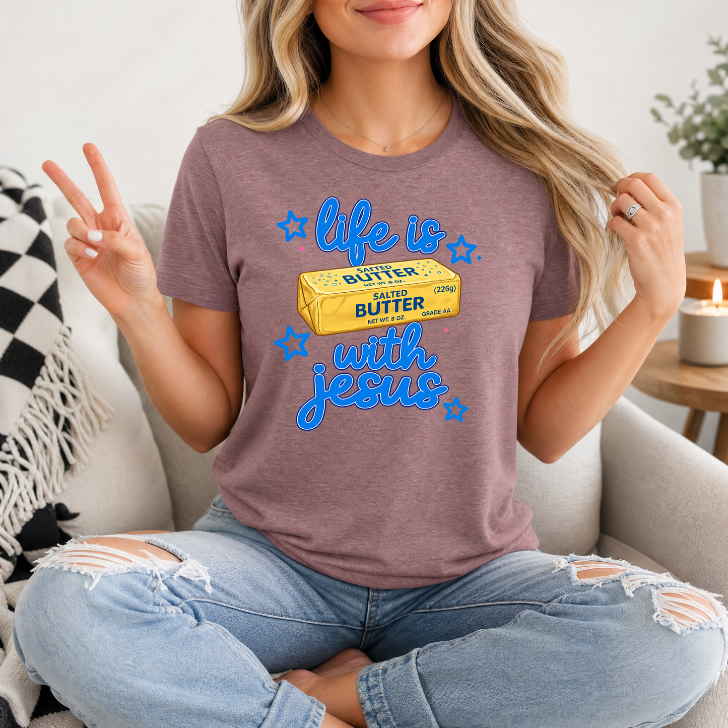 Life Is Butter With Jesus Premium Graphic Tee