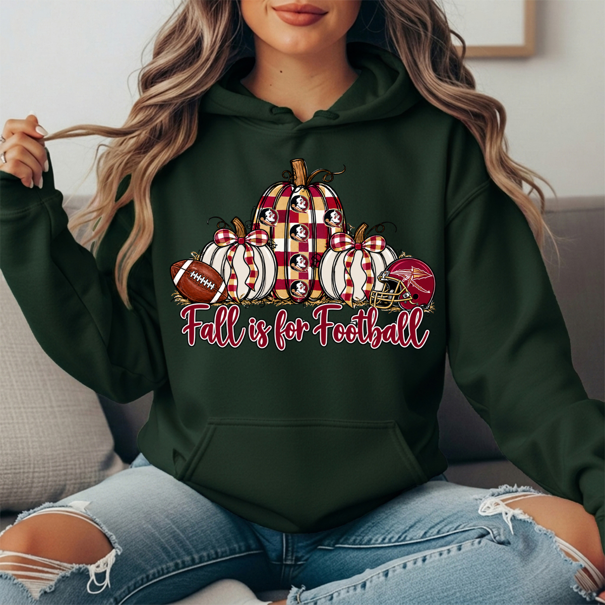 Florida State Fall Is for Football Pumpkin Graphic Hoodie