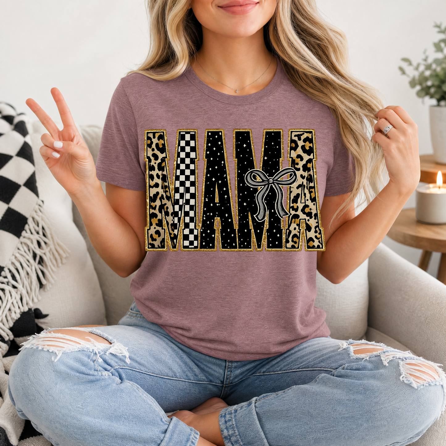 Mama Mixed Pattern Premium Graphic Tee
