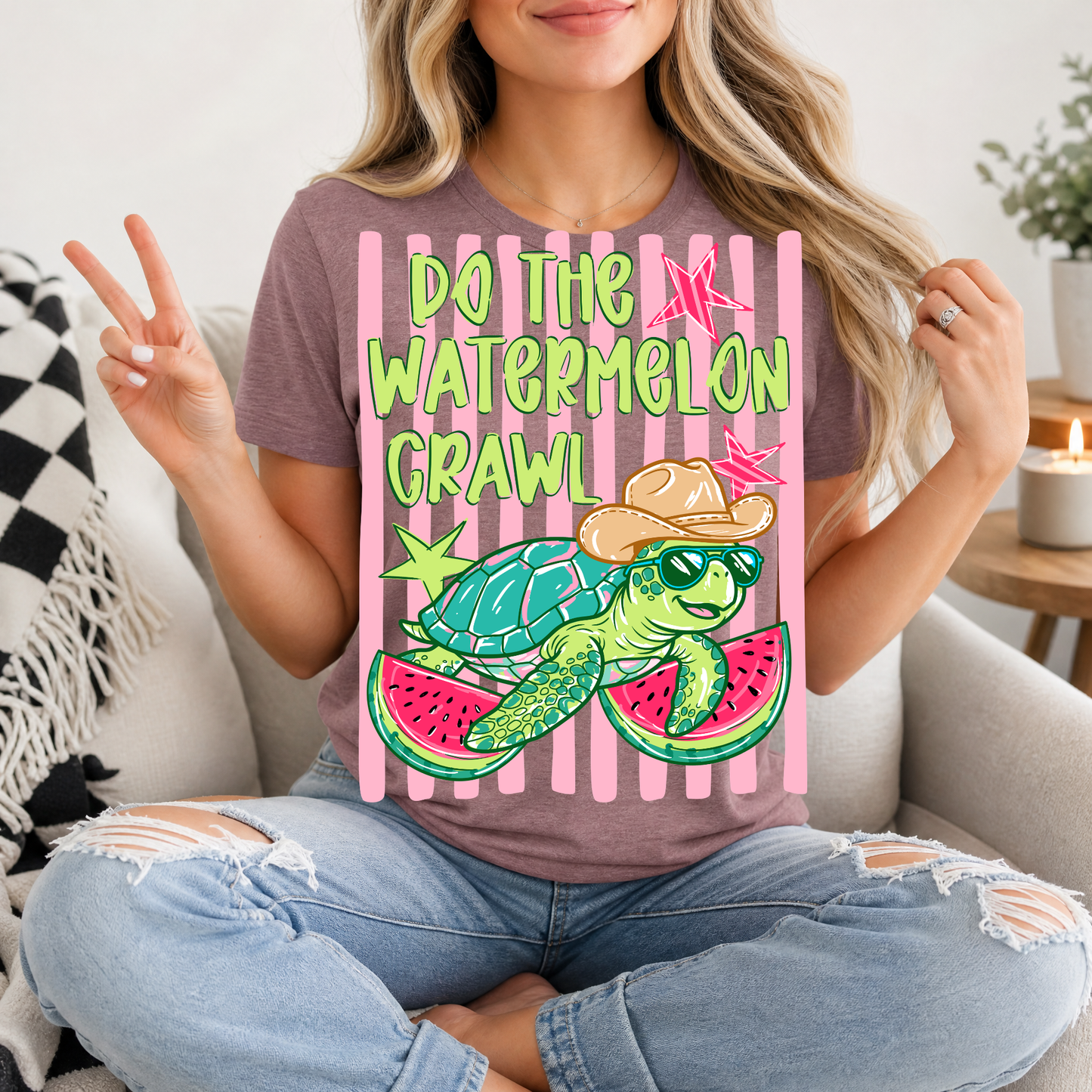 Watermelon Crawl Turtle Premium Graphic Tee