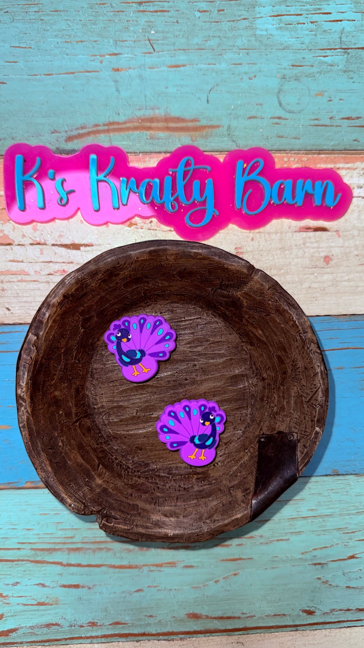 Wholesale Silicone Focal Bead- Cute Peacock