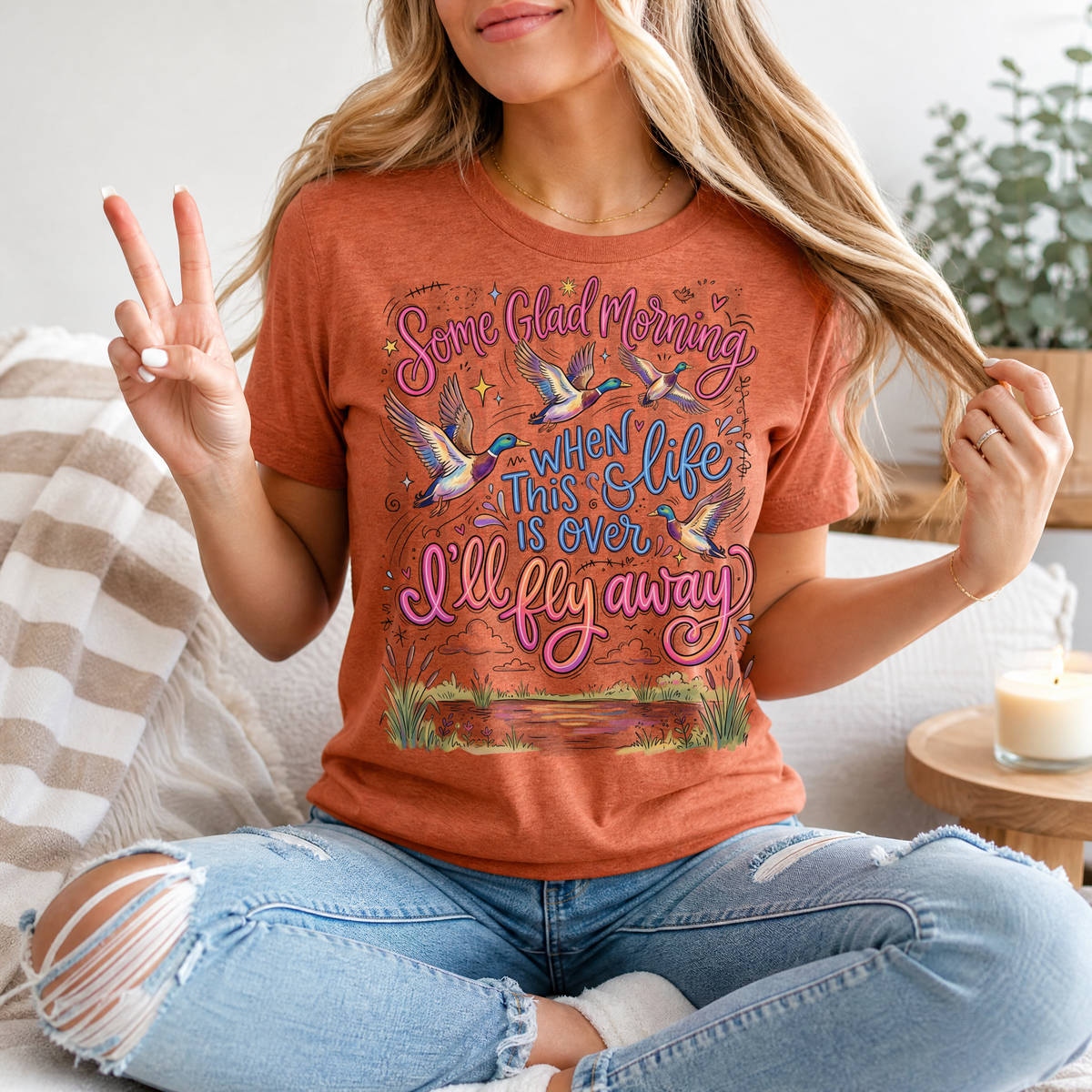 I'll Fly Away Flying Ducks Christian Graphic Tee