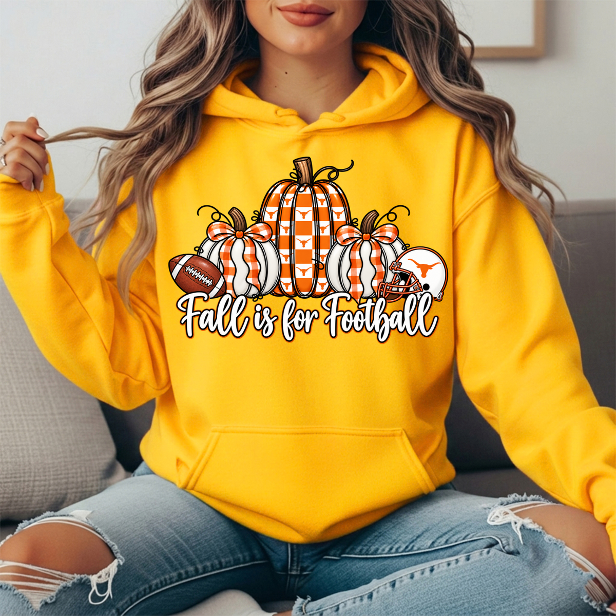 Texas Longhorns Fall Is for Football Pumpkin Graphic Hoodie