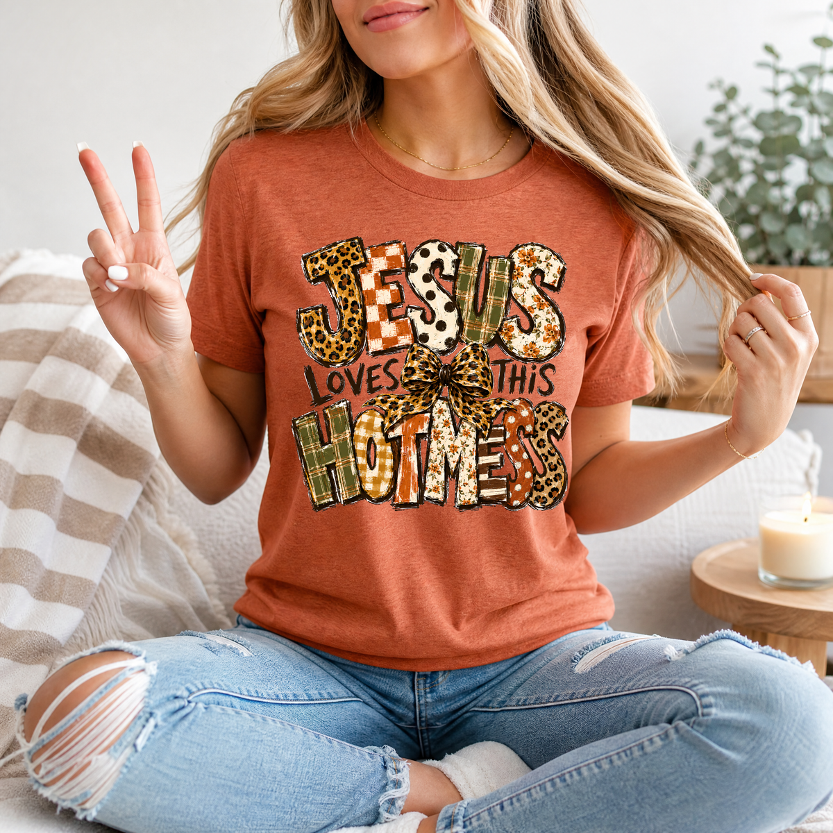 Jesus Loves This Hot Mess Christian Graphic Tee