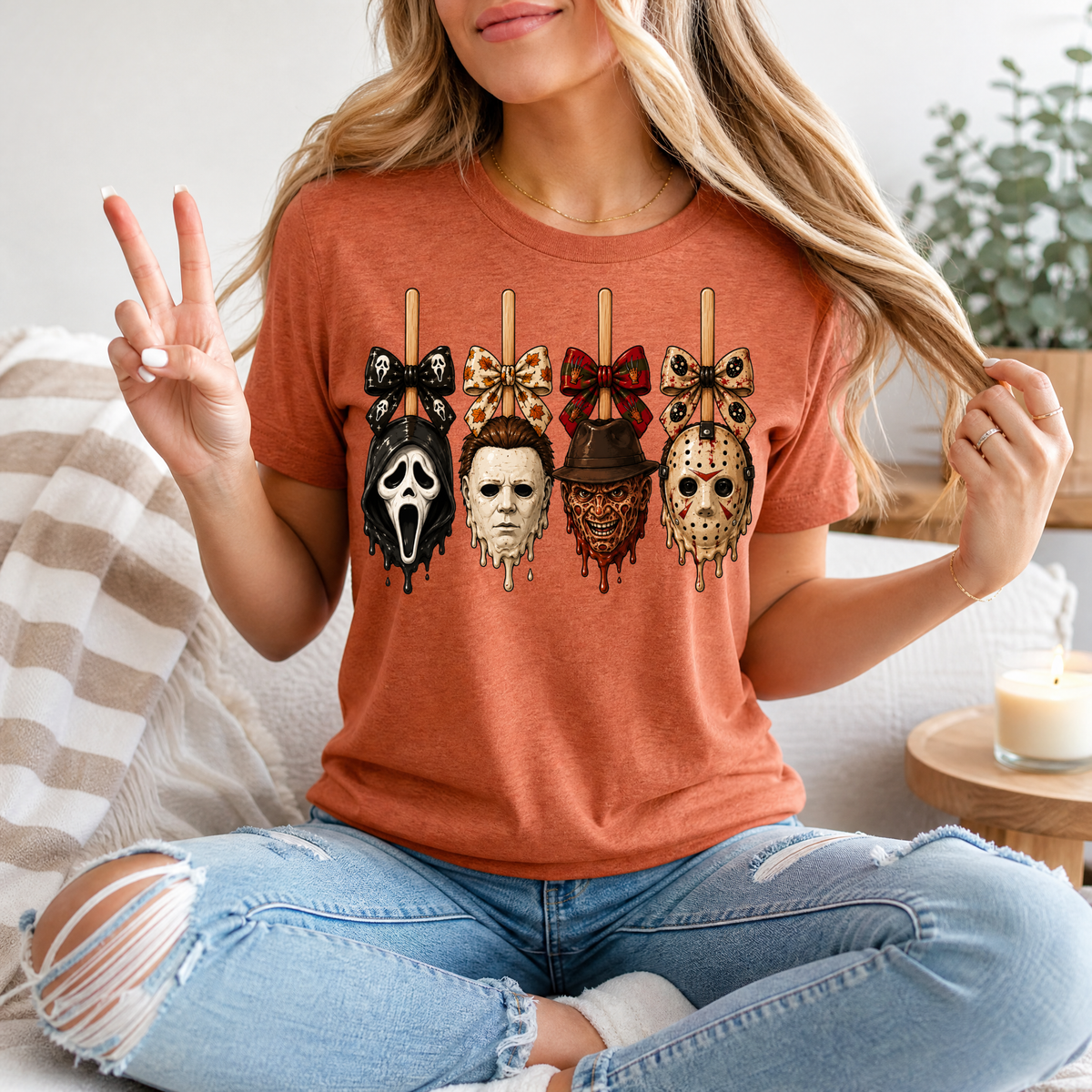 Horror on Sticks Halloween Bow Graphic Tee