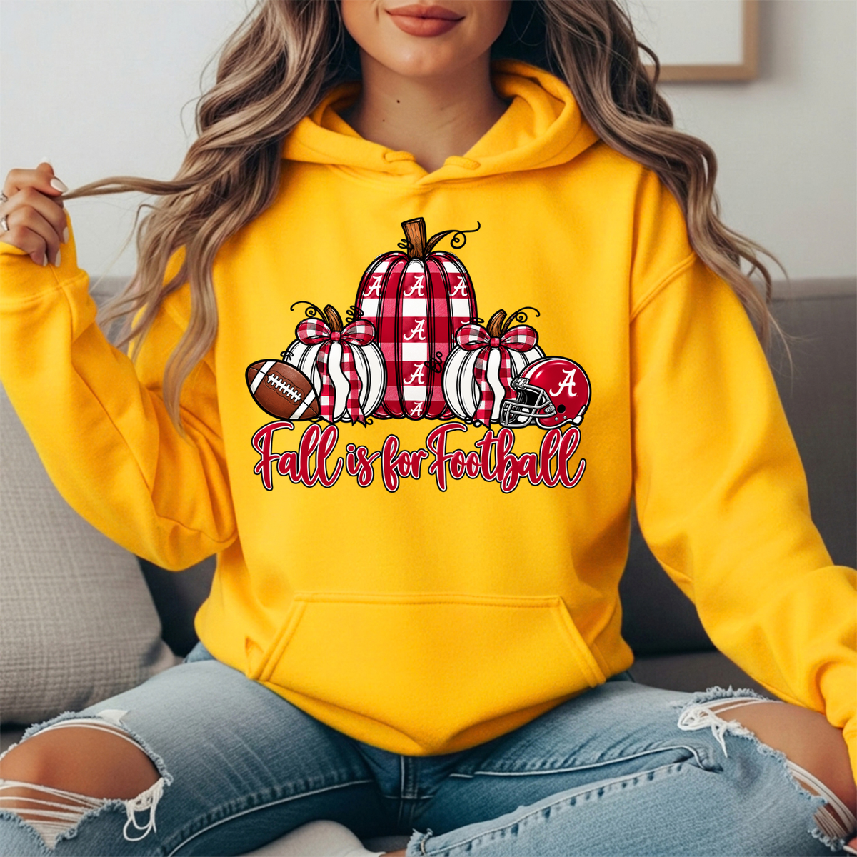 Alabama Crimson Tide Fall Is for Football Pumpkin Graphic Hoodie