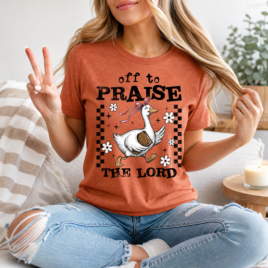 Off To Praise The Lord Christian Graphic Tee