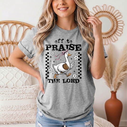 Off To Praise The Lord Christian Graphic Tee