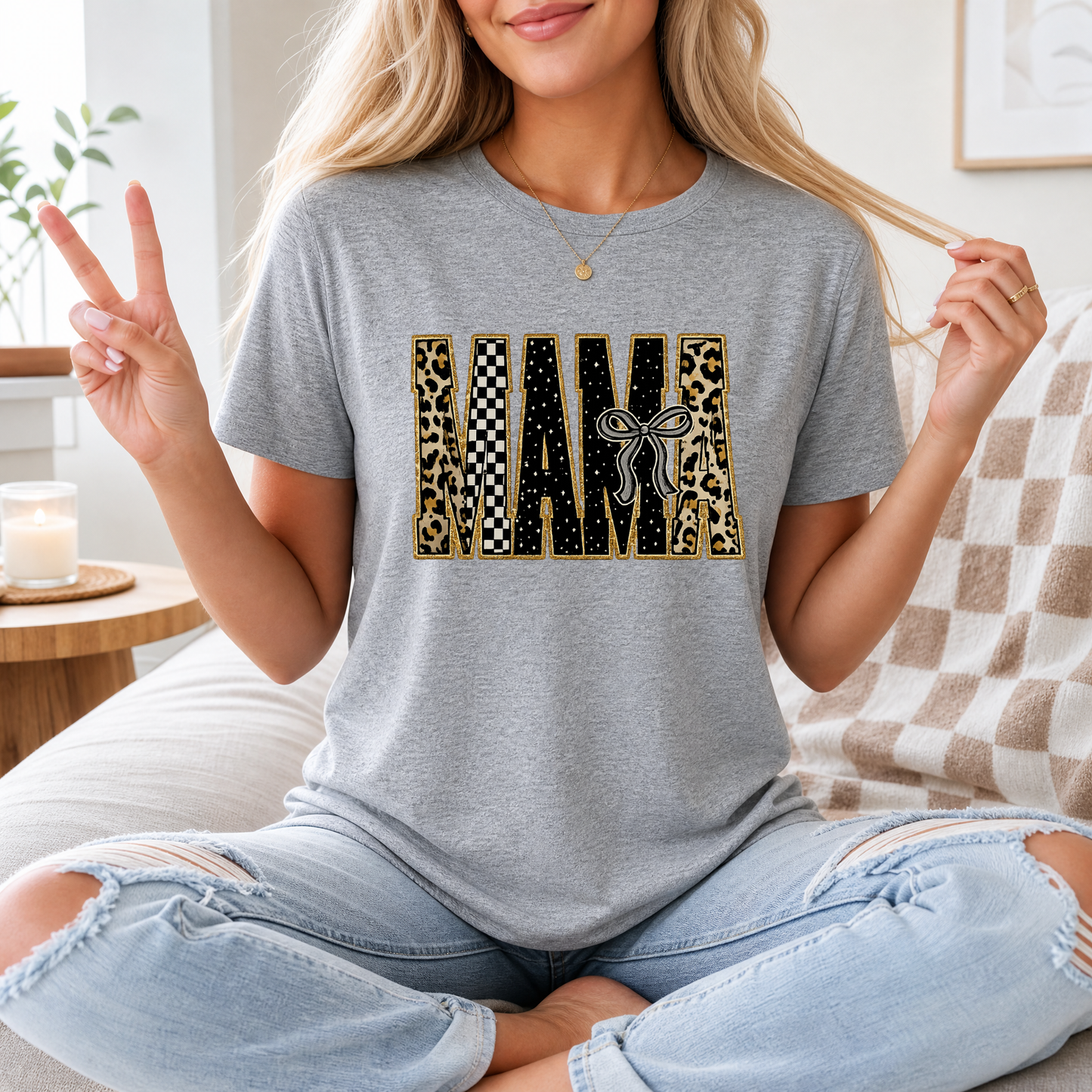 Mama Mixed Pattern Premium Graphic Tee
