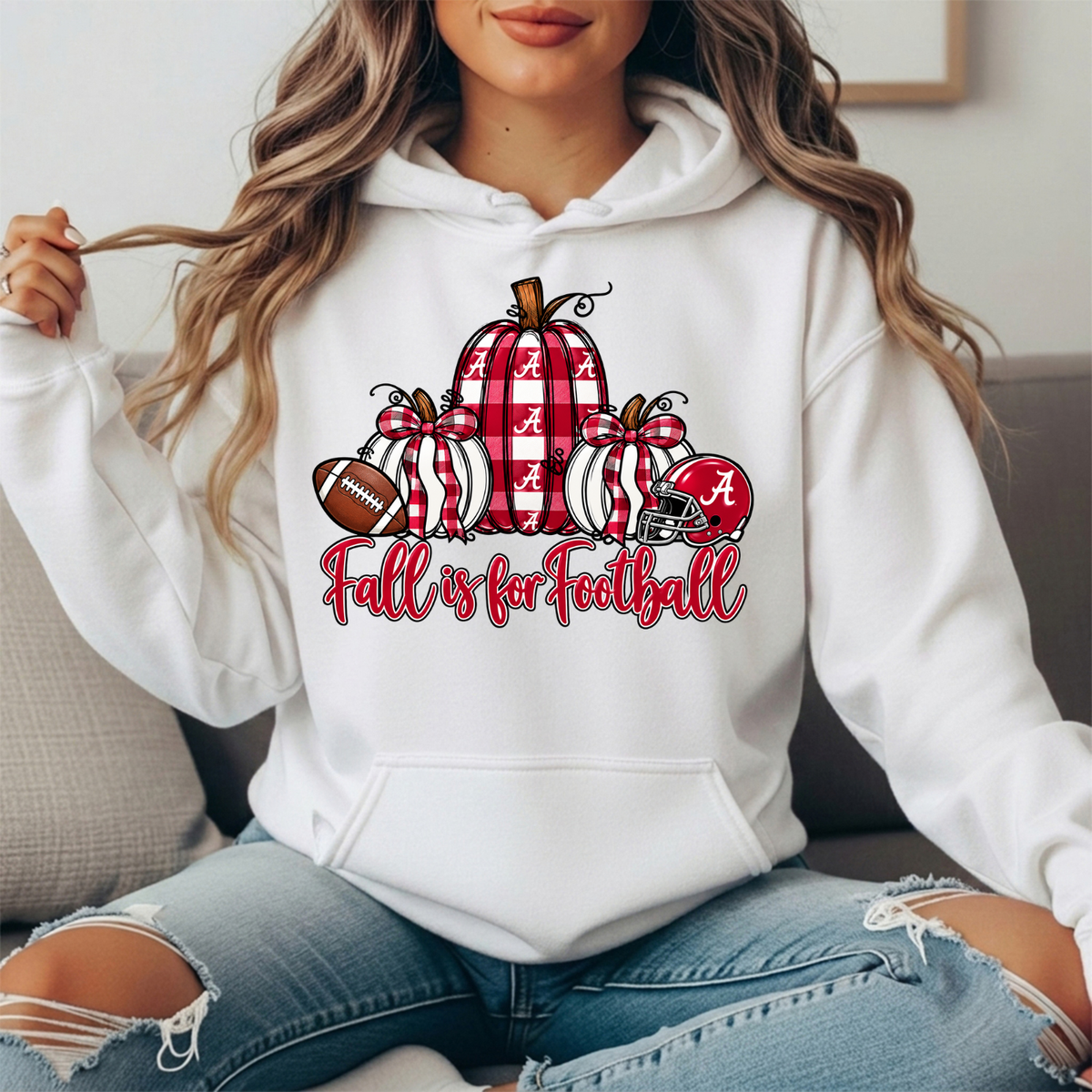 Alabama Crimson Tide Fall Is for Football Pumpkin Graphic Hoodie