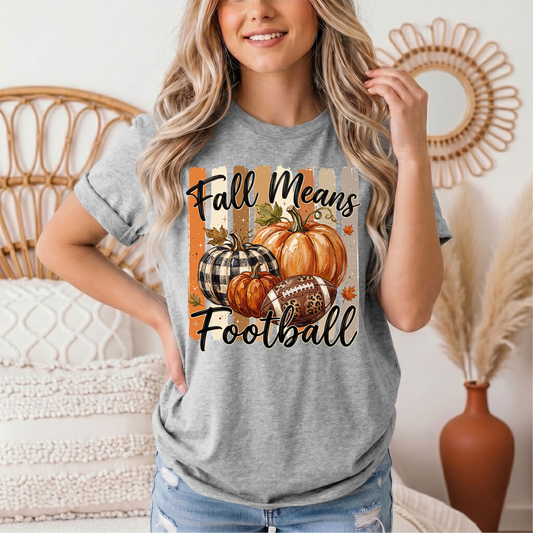 Fall Means Football Pumpkin Graphic Tee