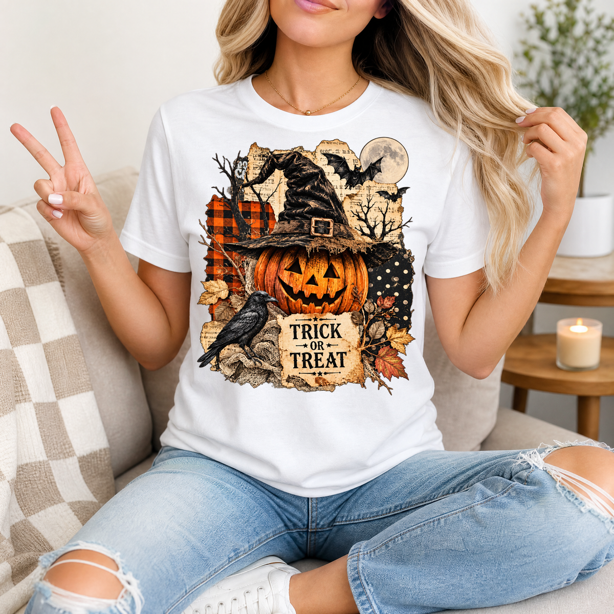 Trick or Treat Vintage Halloween Premium Graphic Tee