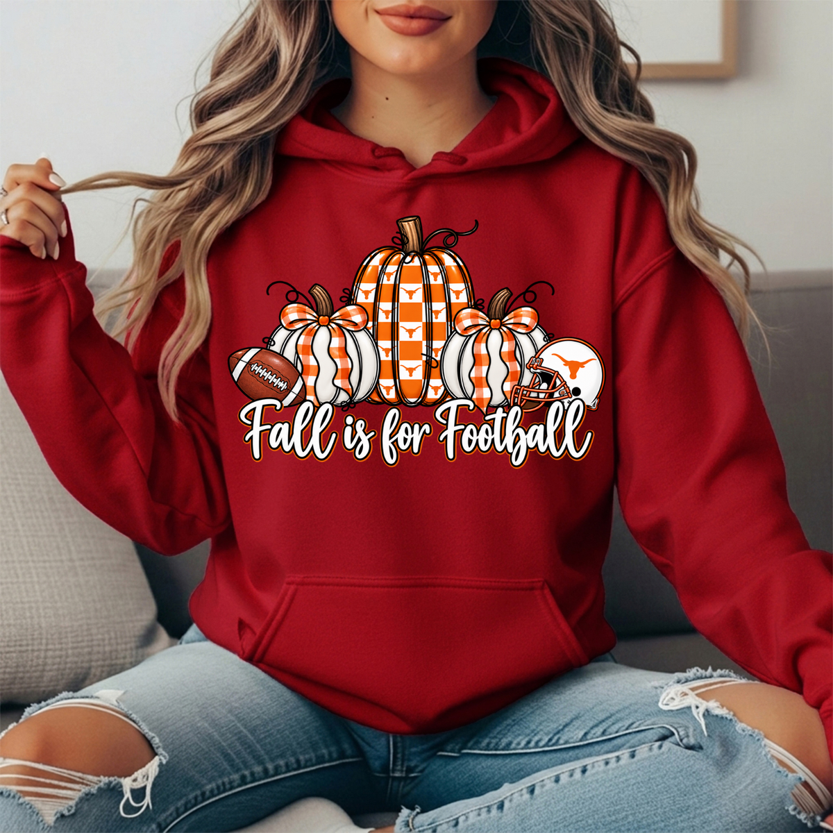 Texas Longhorns Fall Is for Football Pumpkin Graphic Hoodie