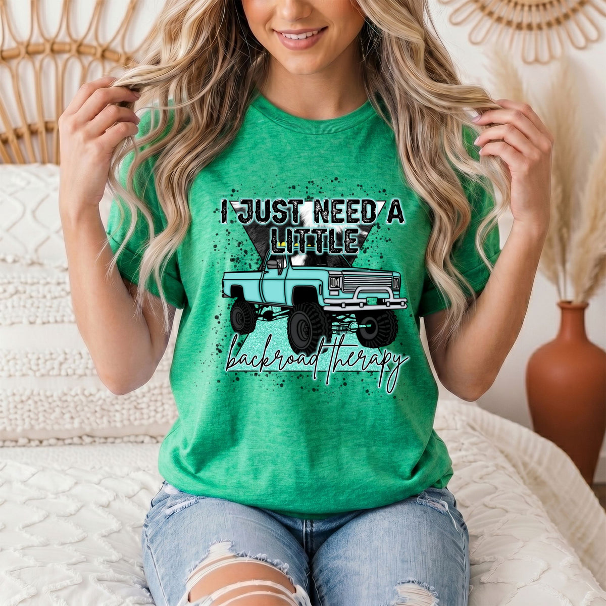 Backroad Therapy Turquoise Truck Graphic Tee