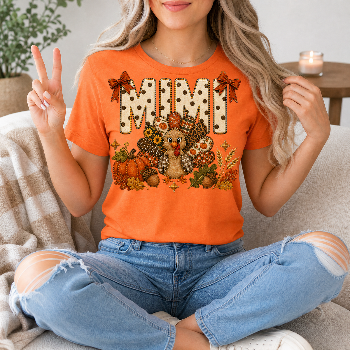 Mimi Thanksgiving Turkey & Bow Graphic Tee