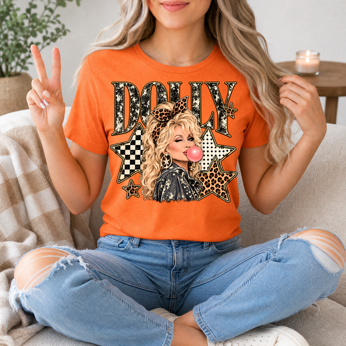 Dolly Bubblegum & Leopard Bow Vintage Graphic Tee