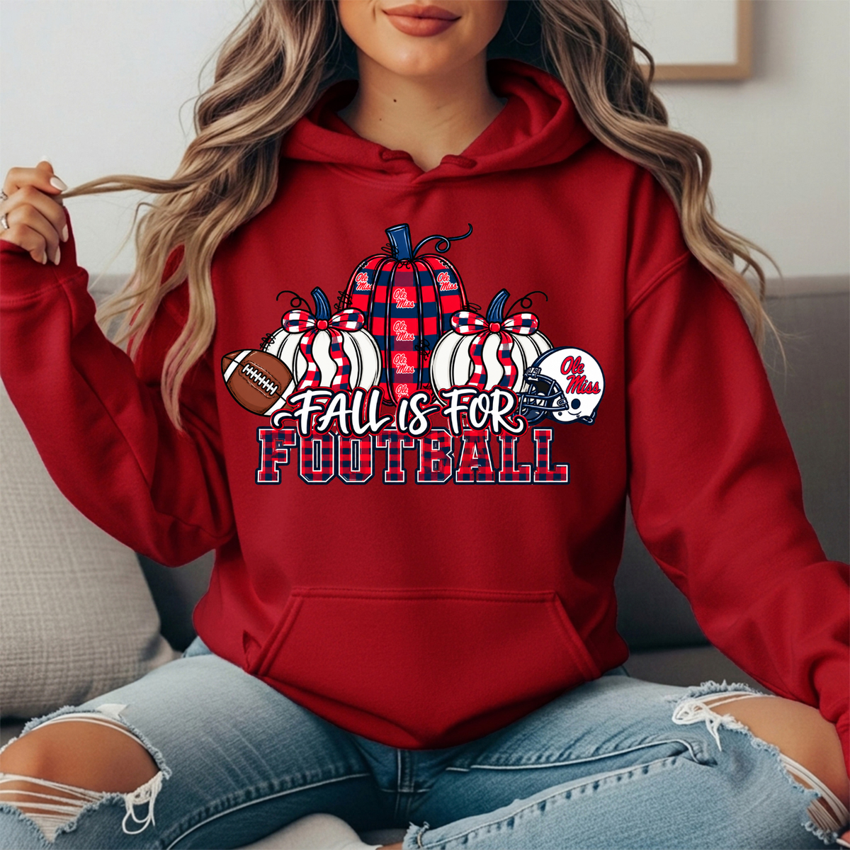 Ole Miss Fall Is for Football Pumpkin Graphic Hoodie