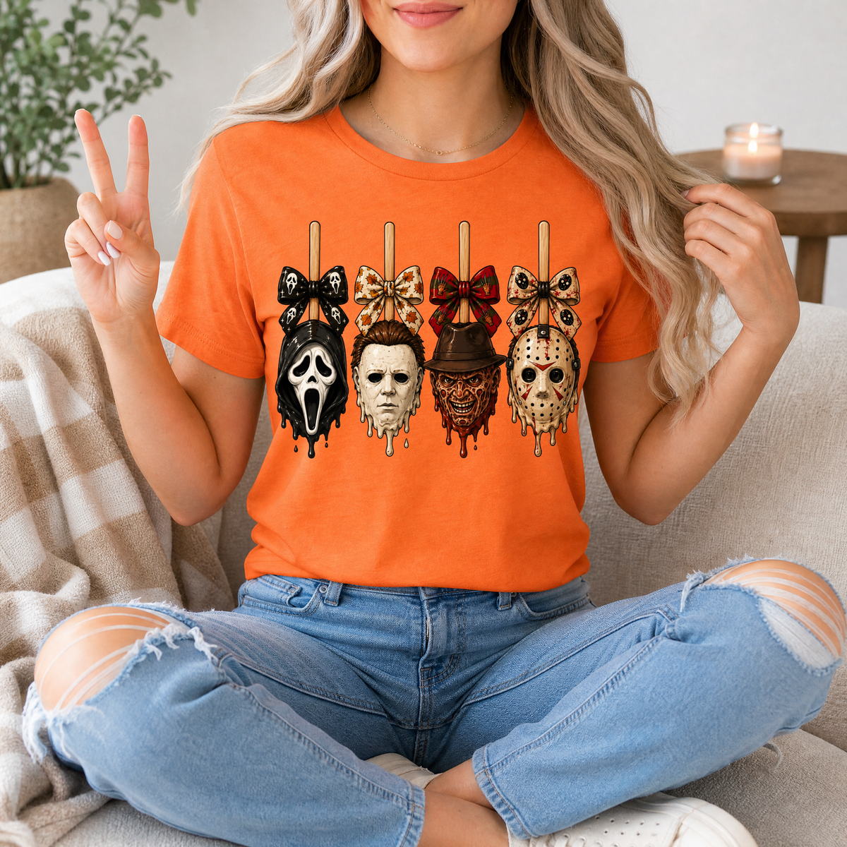 Horror on Sticks Halloween Bow Graphic Tee