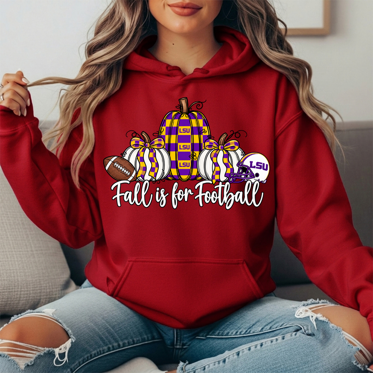 LSU Fall Is for Football Pumpkin Graphic Hoodie