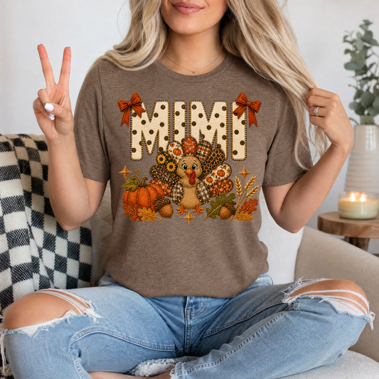 Mimi Thanksgiving Turkey & Bow Graphic Tee