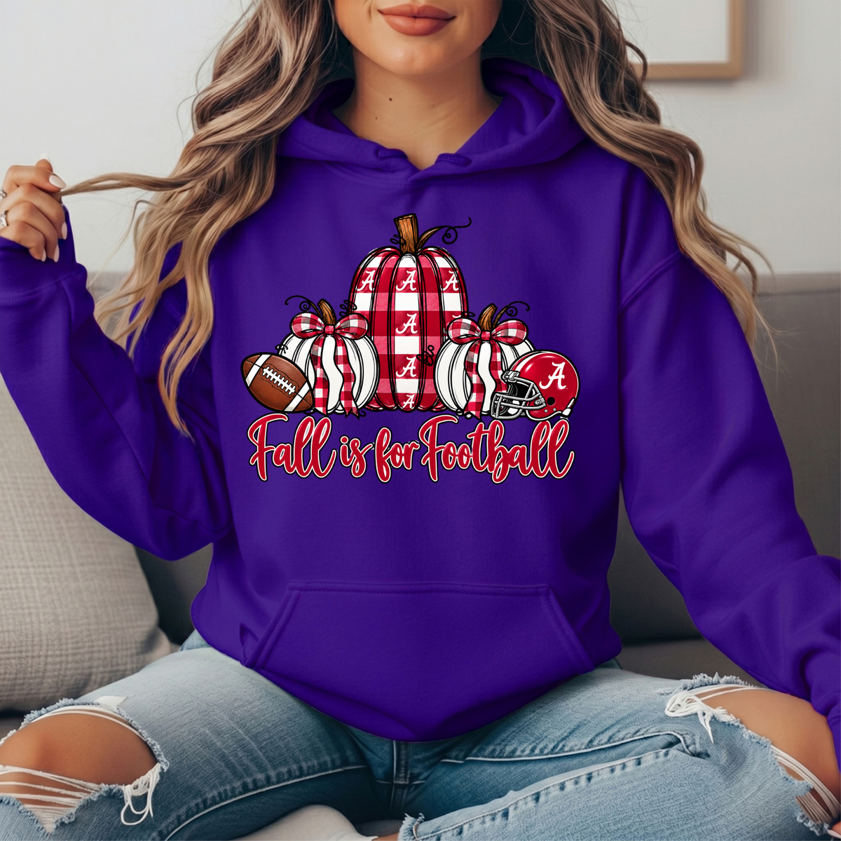 Alabama Crimson Tide Fall Is for Football Pumpkin Graphic Hoodie
