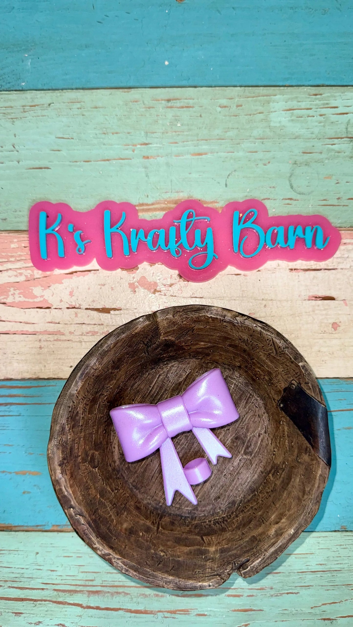 Silicone Focal Bead- Lavender Opal bow K's Krafty Barn