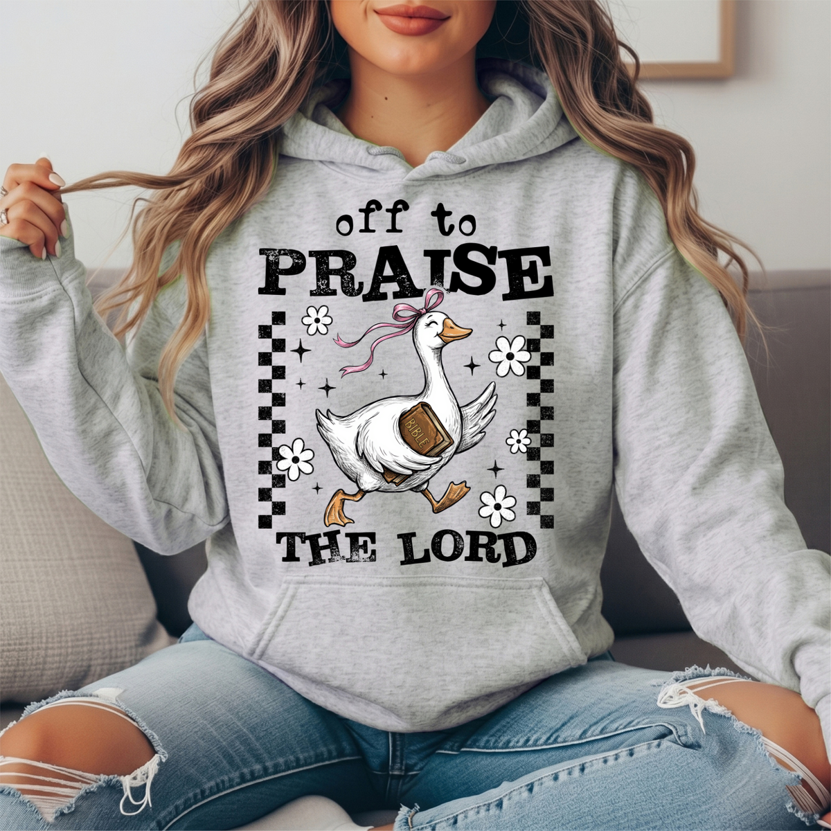 Off to Praise the Lord Goose Graphic Hoodie