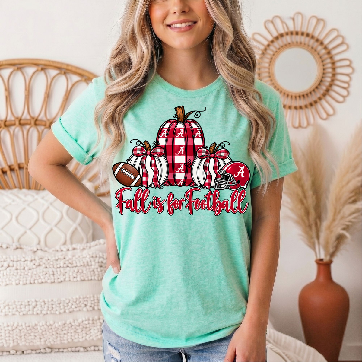 Fall Is for Football Alabama Pumpkin Graphic Tee