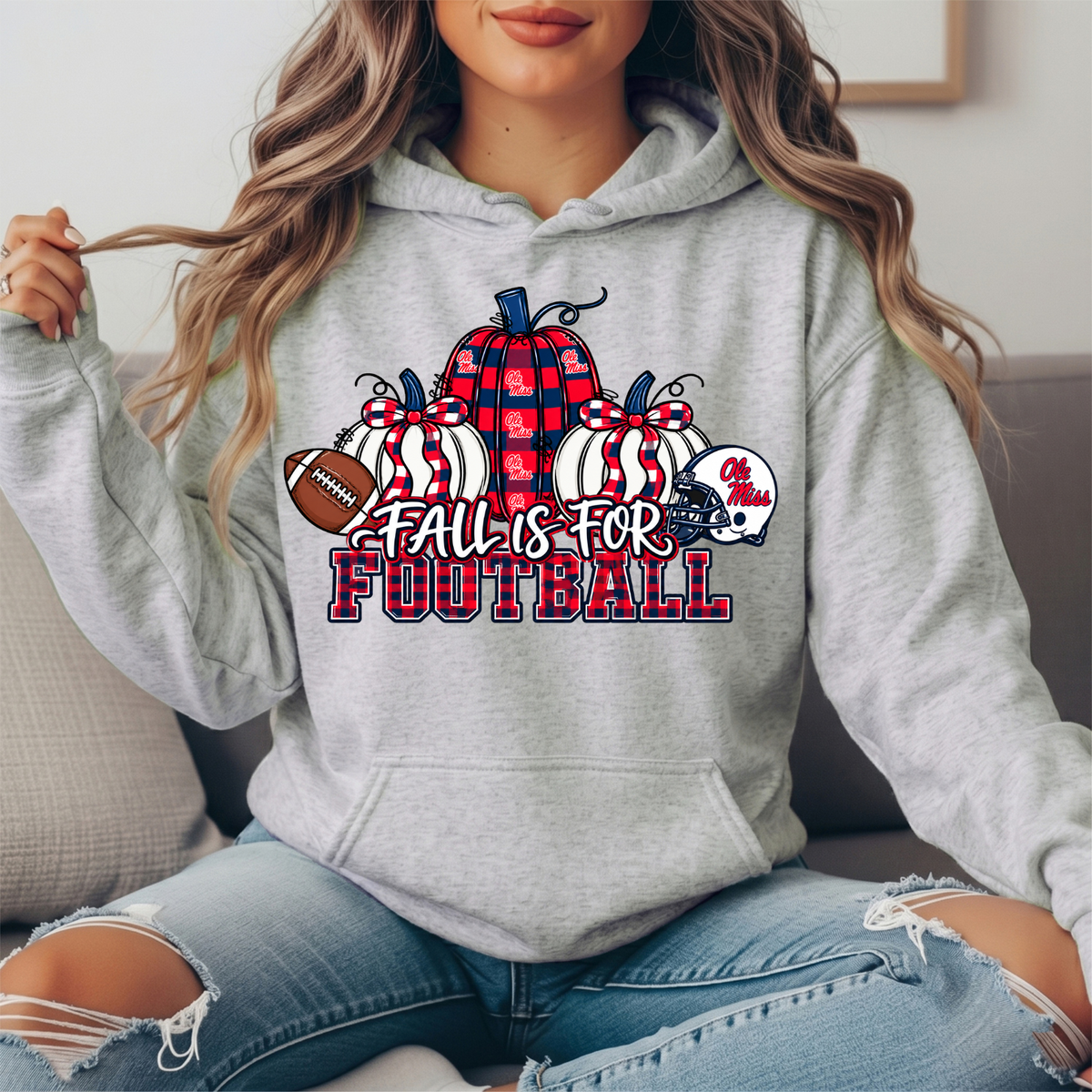 Ole Miss Fall Is for Football Pumpkin Graphic Hoodie