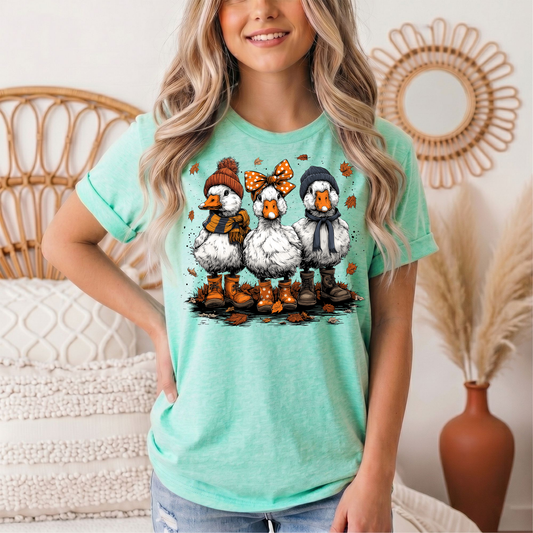 Autumn Duck Trio Boots & Bow Graphic Tee
