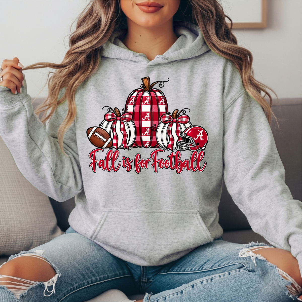 Alabama Crimson Tide Fall Is for Football Pumpkin Graphic Hoodie