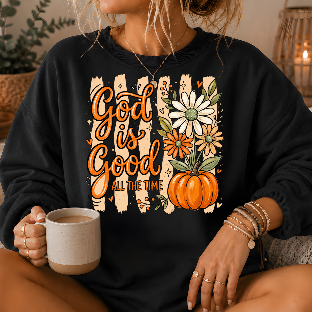 God Is Good Pumpkin Premium Crewneck Sweatshirt