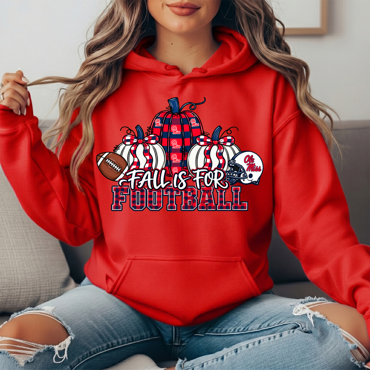 Ole Miss Fall Is for Football Pumpkin Graphic Hoodie