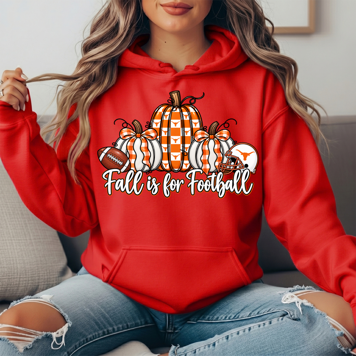 Texas Longhorns Fall Is for Football Pumpkin Graphic Hoodie