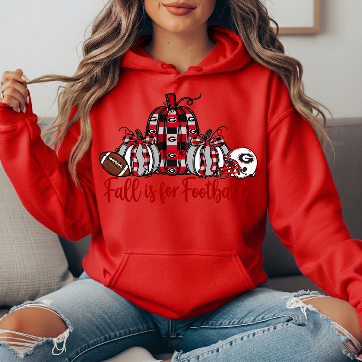 Georgia Bulldogs Fall Is for Football Pumpkin Graphic Hoodie
