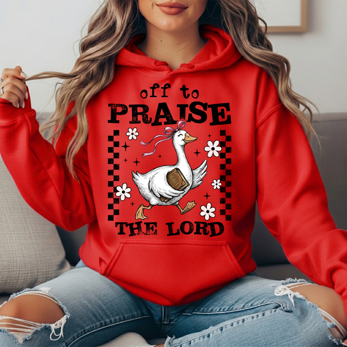 Off to Praise the Lord Goose Graphic Hoodie