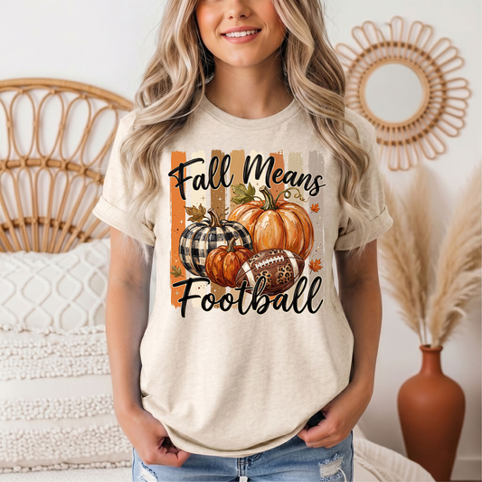 Fall Means Football Pumpkin Graphic Tee