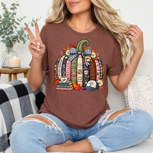 Gilmore Fall Bookish Pumpkin & Gingham Bow Graphic Tee