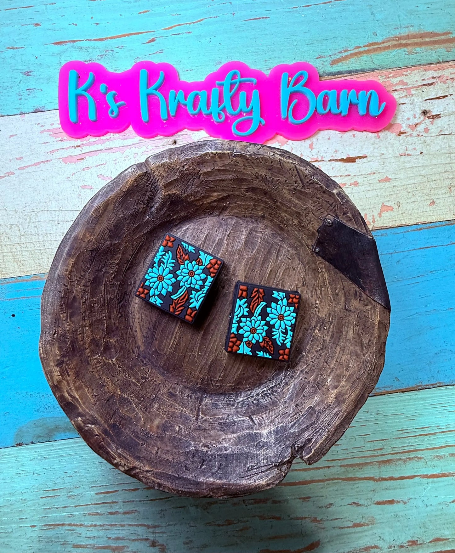 Silicone Focal Bead- Western flowers K's Krafty Barn