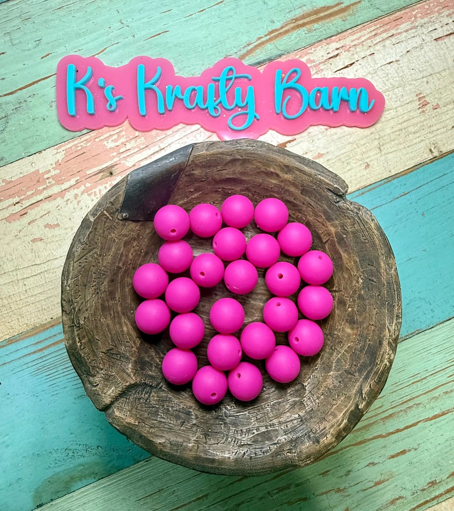 15mm Solid Silicone Beads- Hot Magenta K's Krafty Barn