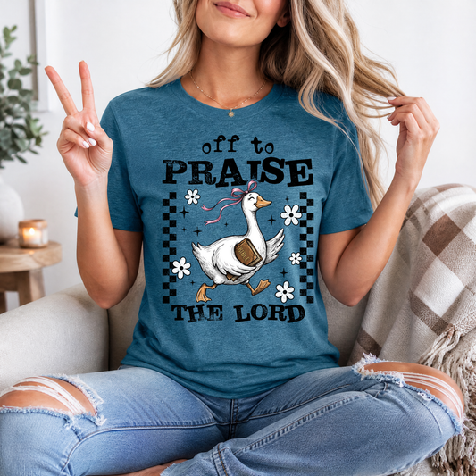 Off To Praise The Lord Christian Graphic Tee