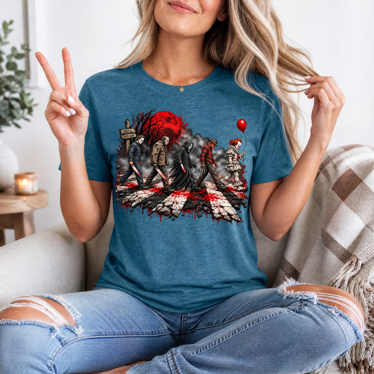 Halloween Horror Slashers Crosswalk Graphic Tee