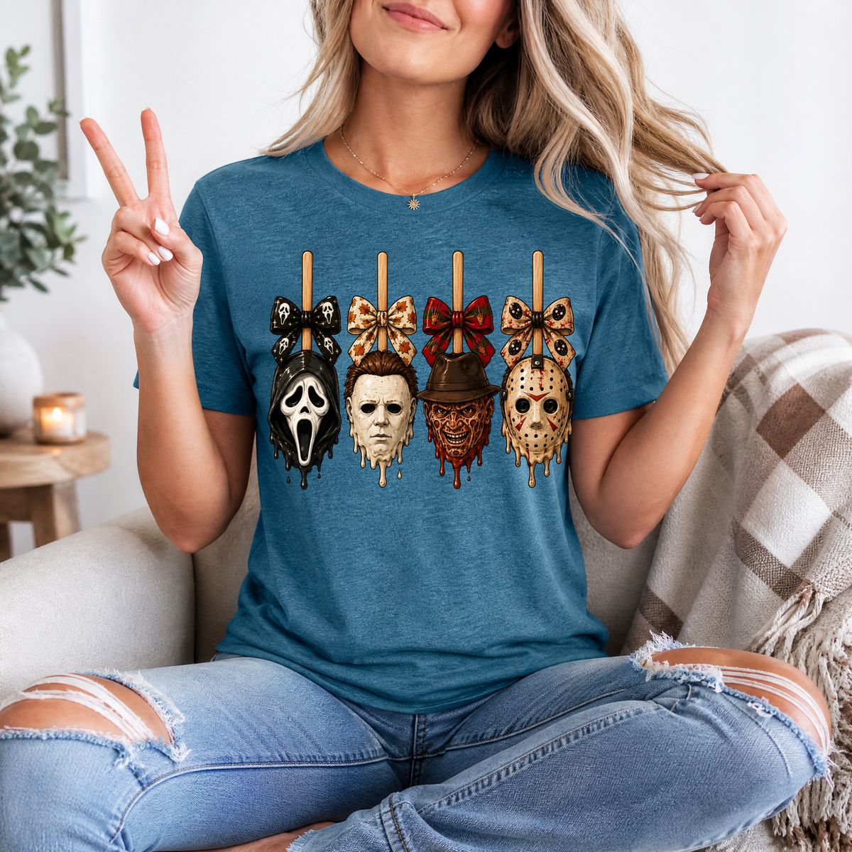 Horror on Sticks Halloween Bow Graphic Tee